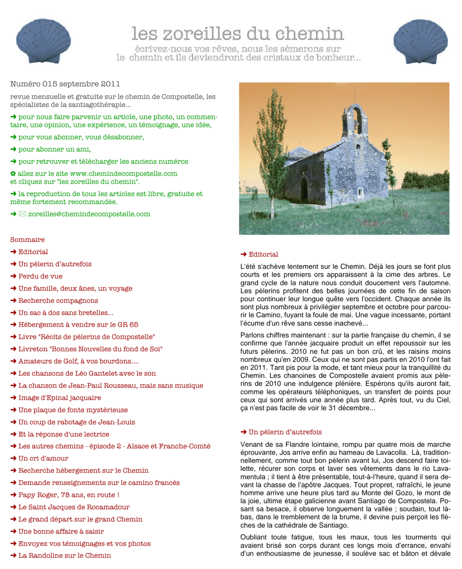 Anciens numéros des Zoreilles - Chemin de Compostelle