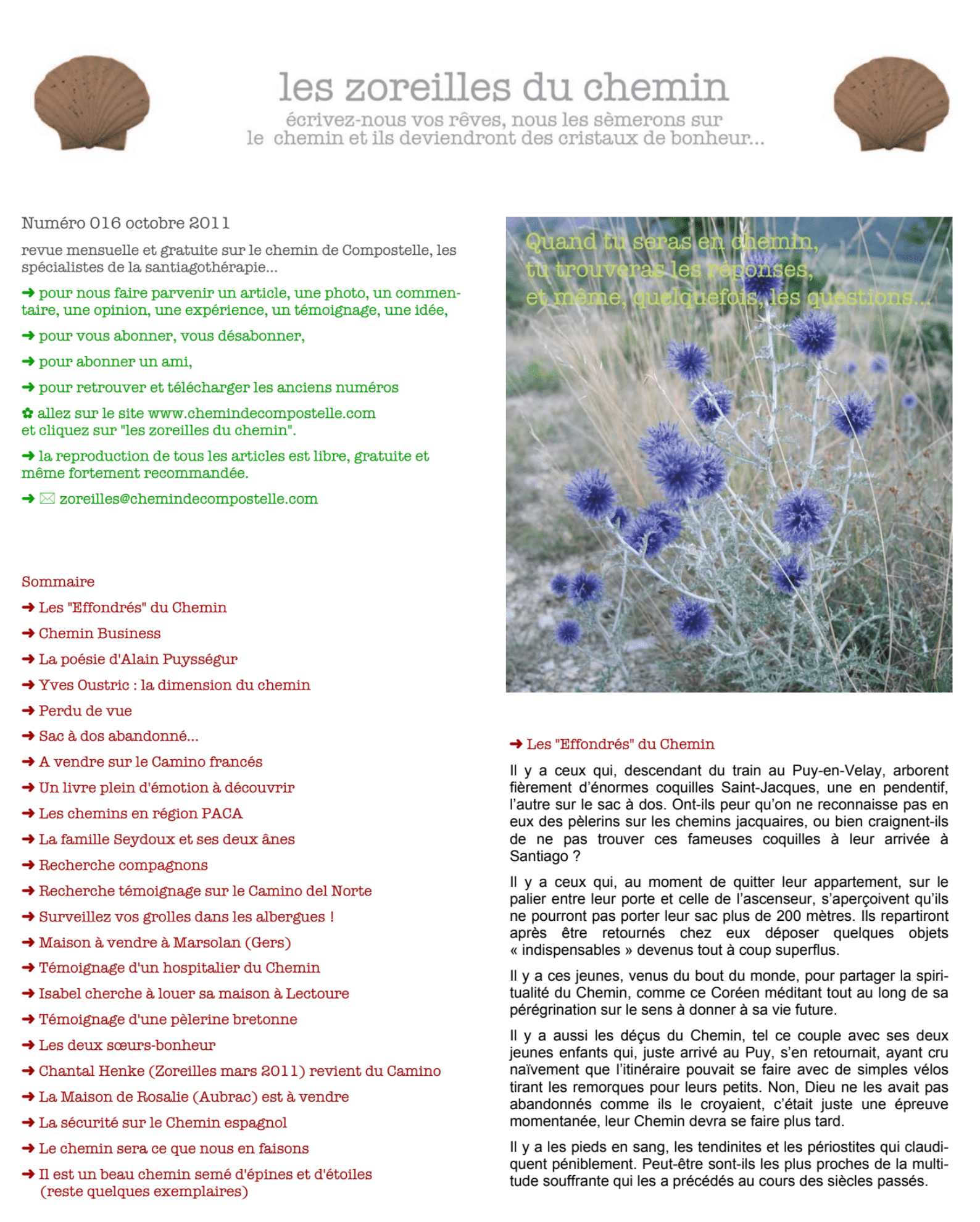 Anciens numéros des Zoreilles - Chemin de Compostelle