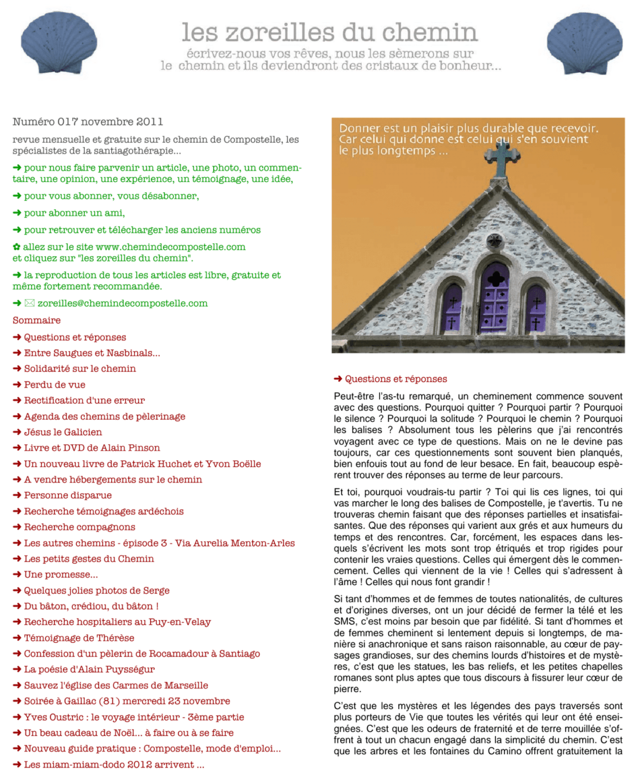 Anciens numéros des Zoreilles Chemin de Compostelle