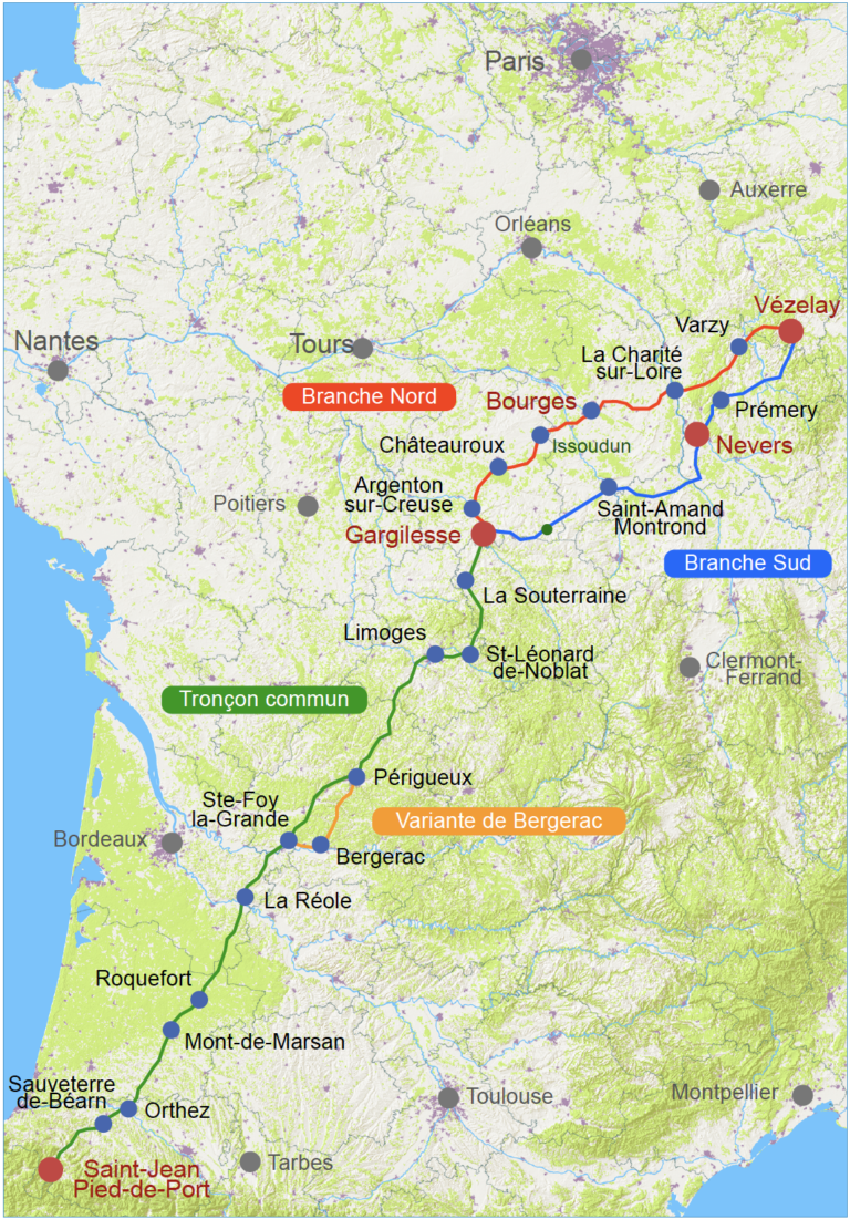 Les itinéraires vers Compostelle Chemin de Compostelle